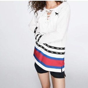 Victoria Secret Pink Campus Lace up long sleeve te